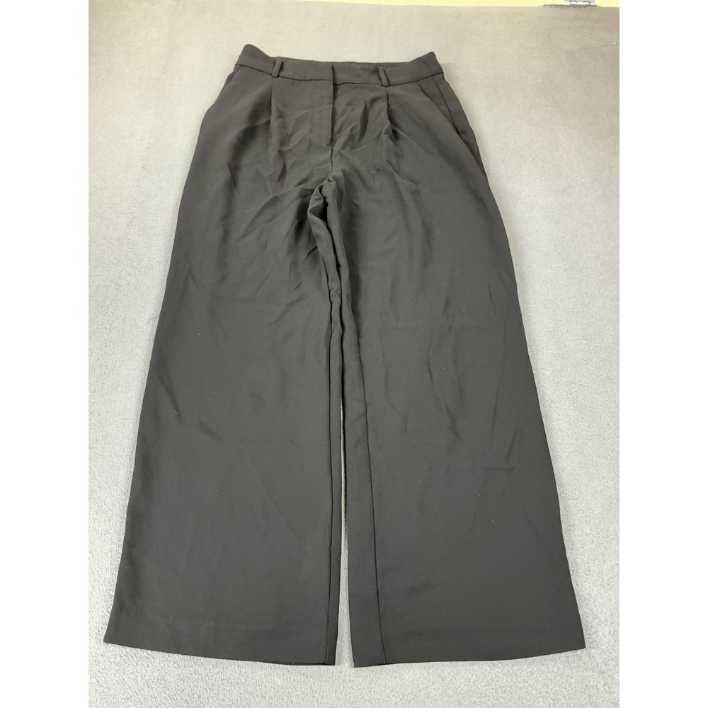 LOFT Pants Womens 6 Black Crepe Pleated Wide Leg Relaxed Lined Work Office